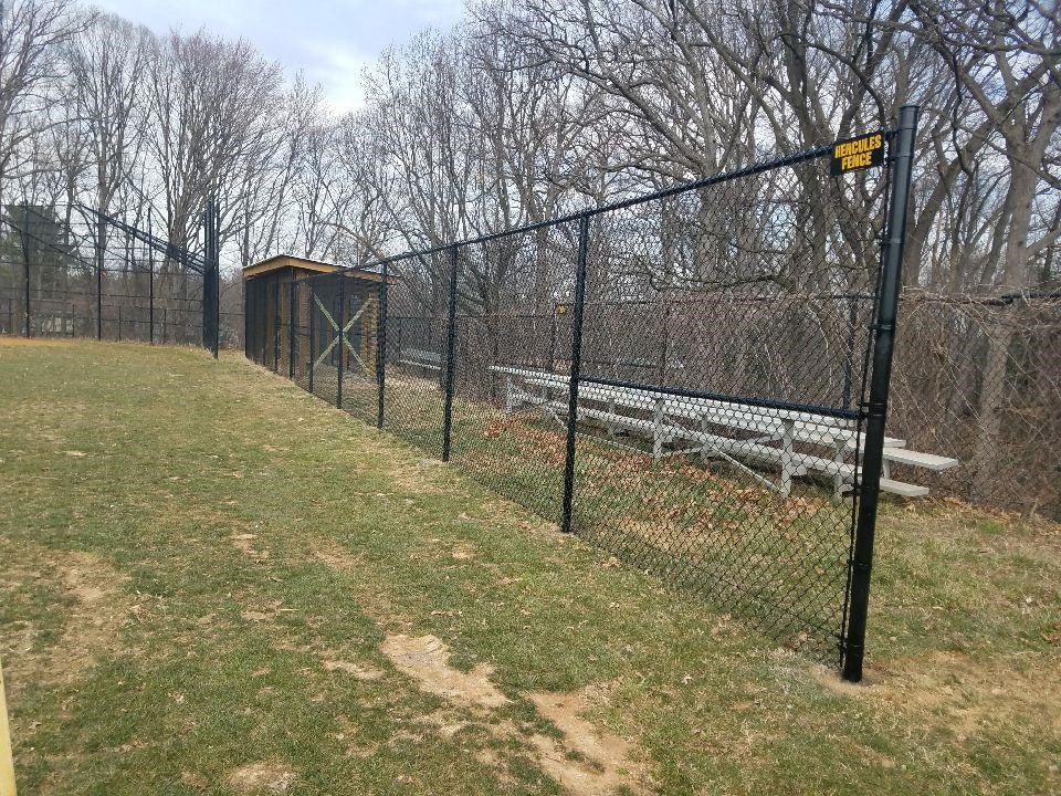 8 foot high black vinyl baseball fencing - Hercules Fence